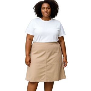 💗 PENNINGTONS Cotton Midi Skirt Khaki Tan Size 24